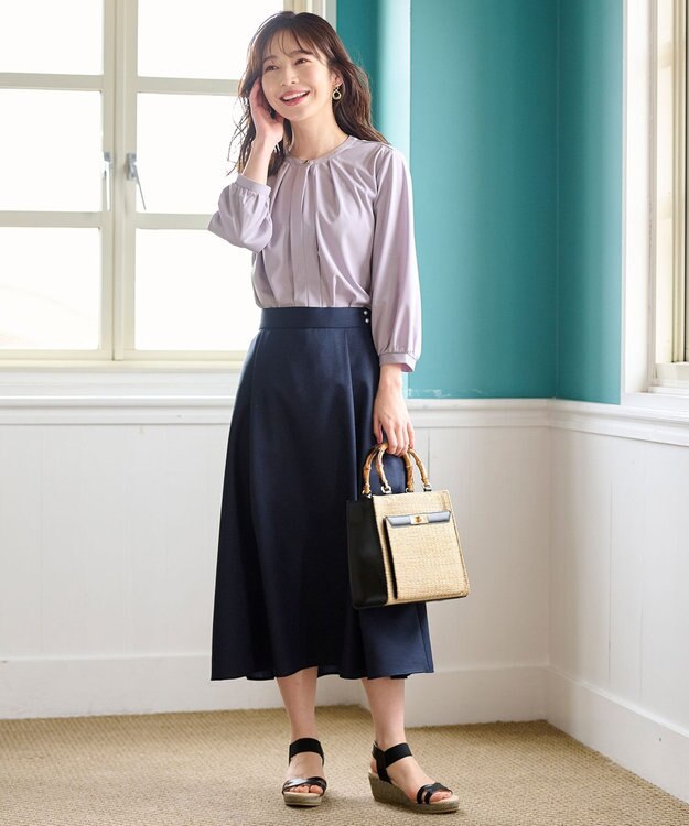 ANY SIS 【美人百花6月号掲載】スムージーポリエステル スカート ネイビー