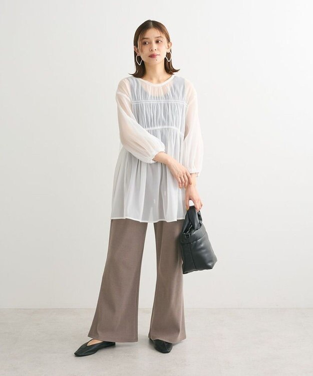 Green Parks ２ＷＡＹ　シアーギャザーチュニック Off White