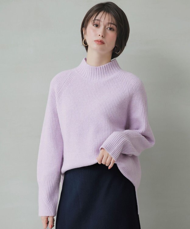 ANY SIS L ハイネックAir ニット ラベンダー