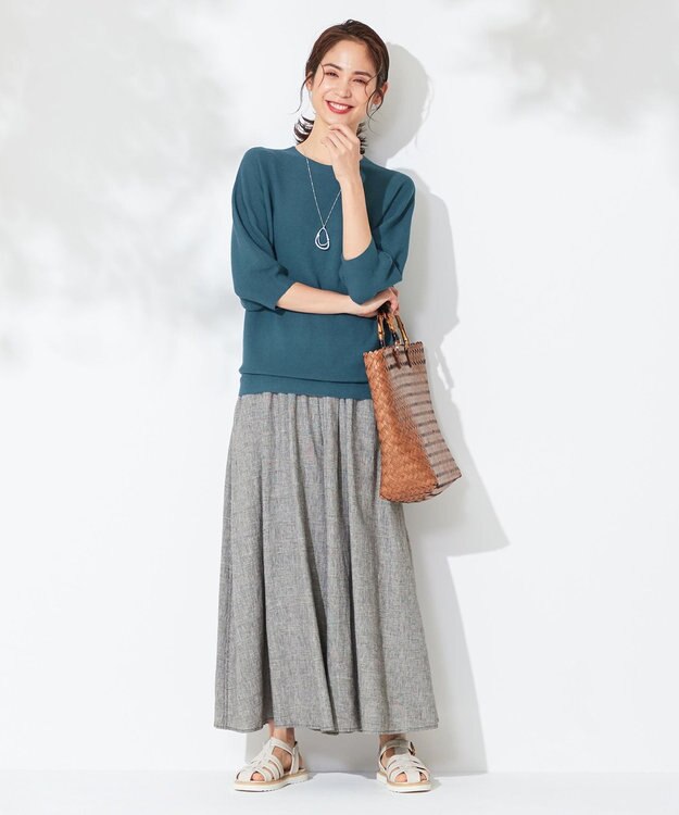 ANY 【接触冷感・UVケア】清涼リネン ガウチョパンツ グレンチェック