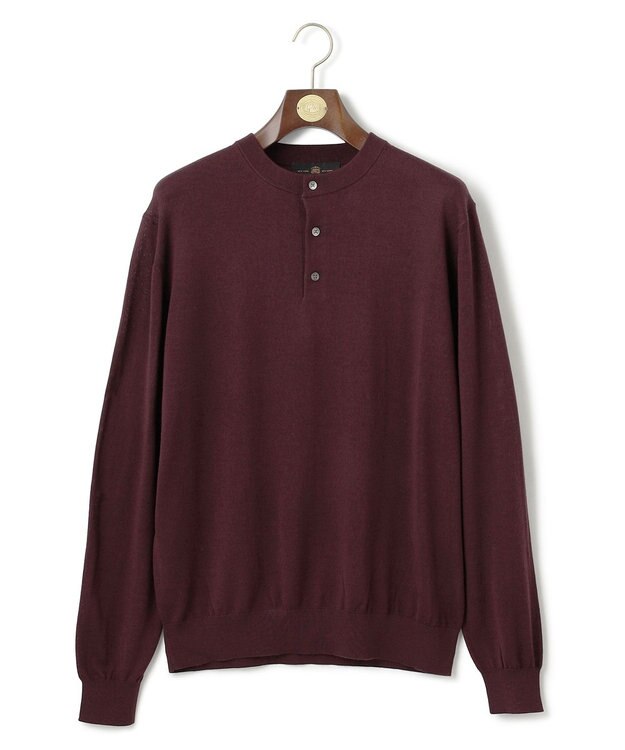 J.PRESS MEN オメガツイスト ヘンリーネックニット ワイン系