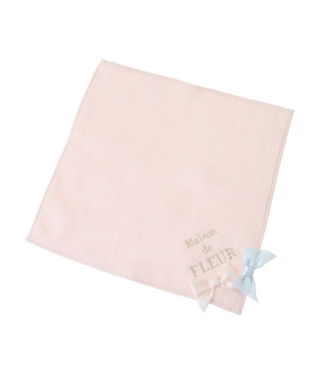 Maison de FLEUR バイカラーリボンタオルハンカチ Light Pink
