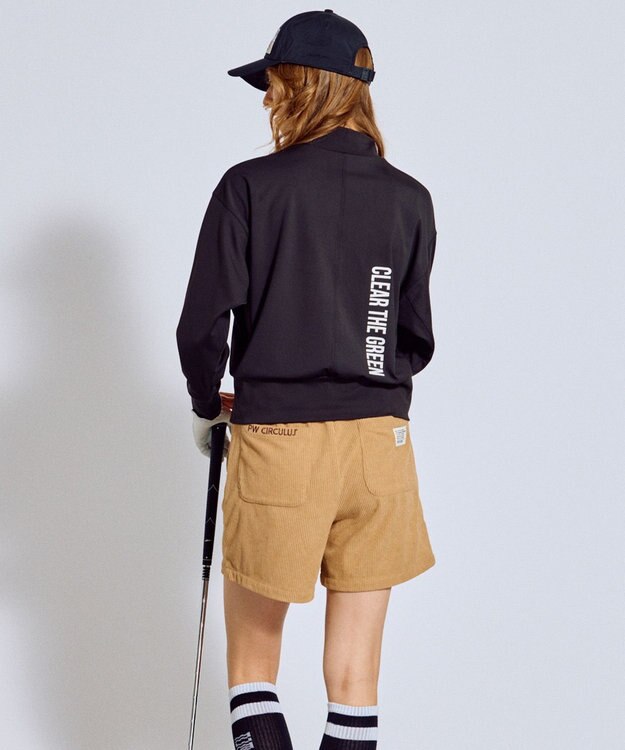 PW CIRCULUS 【吸水速乾 / UV遮蔽率99.5% UVカット / ストレッチ】【WOMEN】ドルマンスリーブモックネックT ゴルフウェア レディース ブラック系