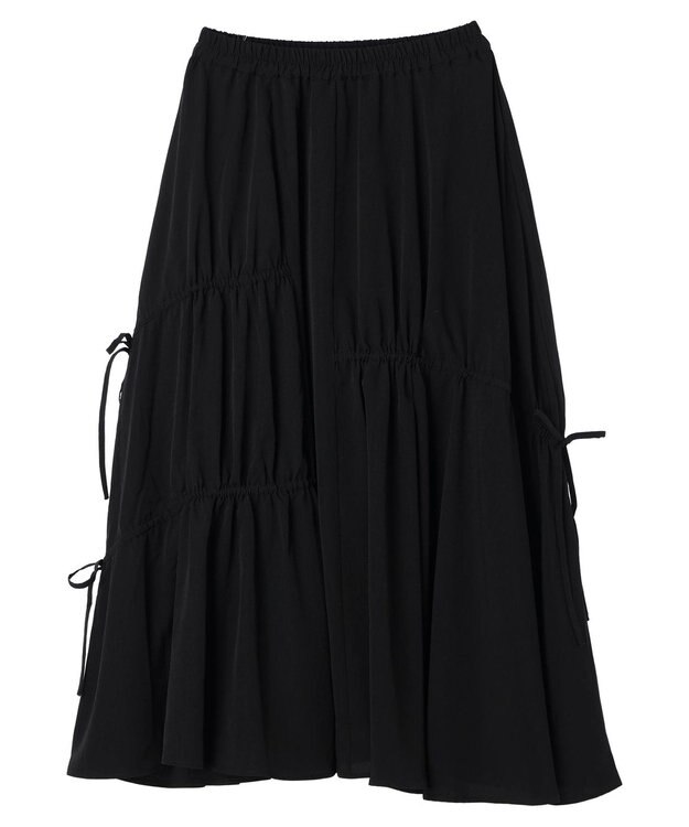 earth music&ecology ドロストギャザーフレアスカート Black