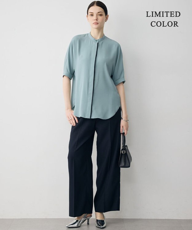 ICB L 【CLASSY.掲載・新色追加・WEB限定カラーあり】FluidBackSatin ワイドパンツ ネイビー［WEB限定］