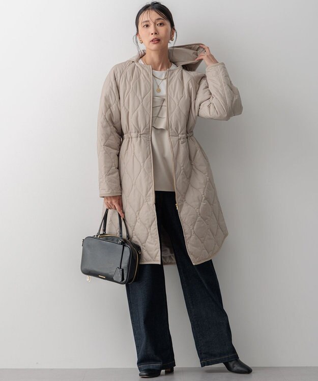 23区 【洗える/撥水加工】中綿 ロング パディング アウター ベージュ系