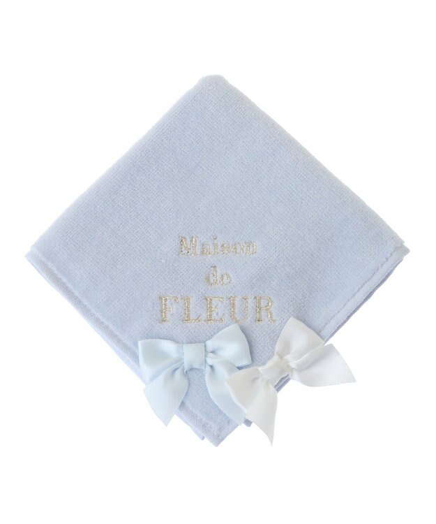 Maison de FLEUR バイカラーリボンタオルハンカチ Blue