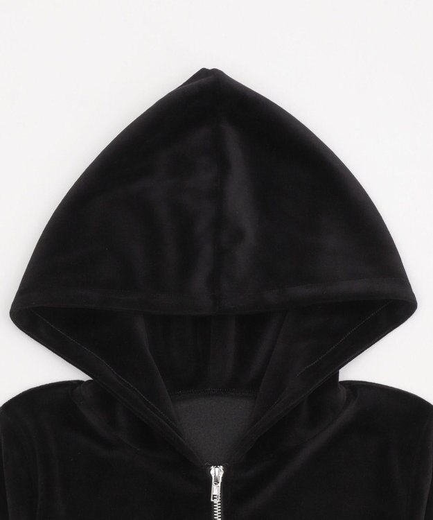 WEGO ベロアショートZIPパーカー ブラック