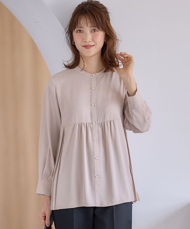 ANY SIS 【洗える】サイドプリーツ ブラウス ローズグレー