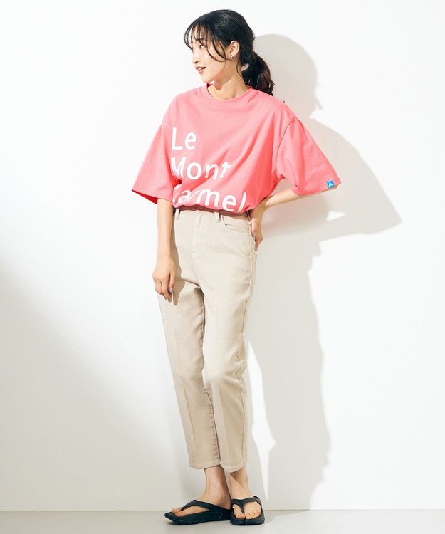 SHARE PARK LADIES センタープレスストレートデニム グレージュ