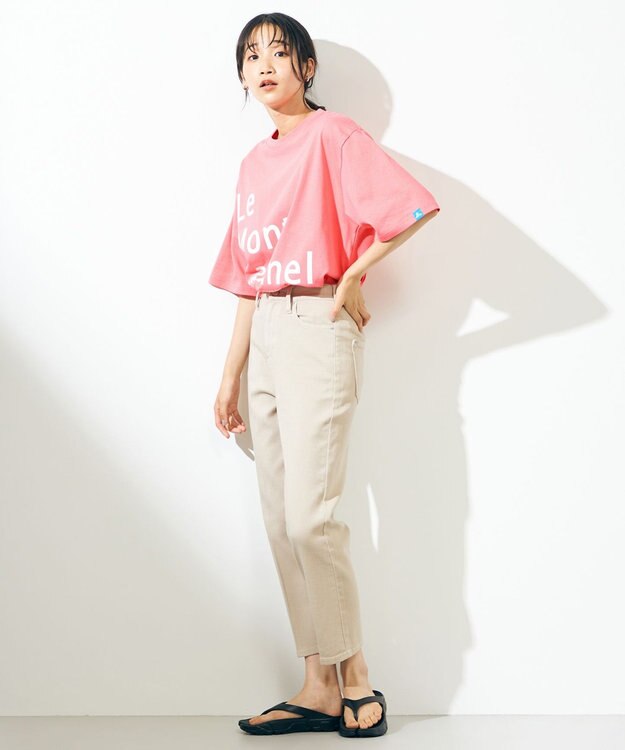 SHARE PARK LADIES センタープレスストレートデニム グレージュ