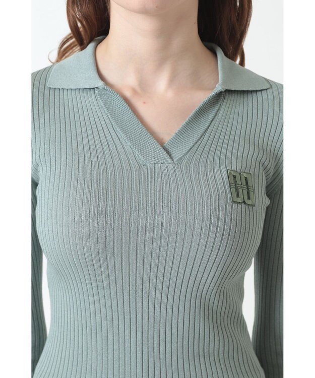 DAKS リブ編みVネックニット アイビーグリーン