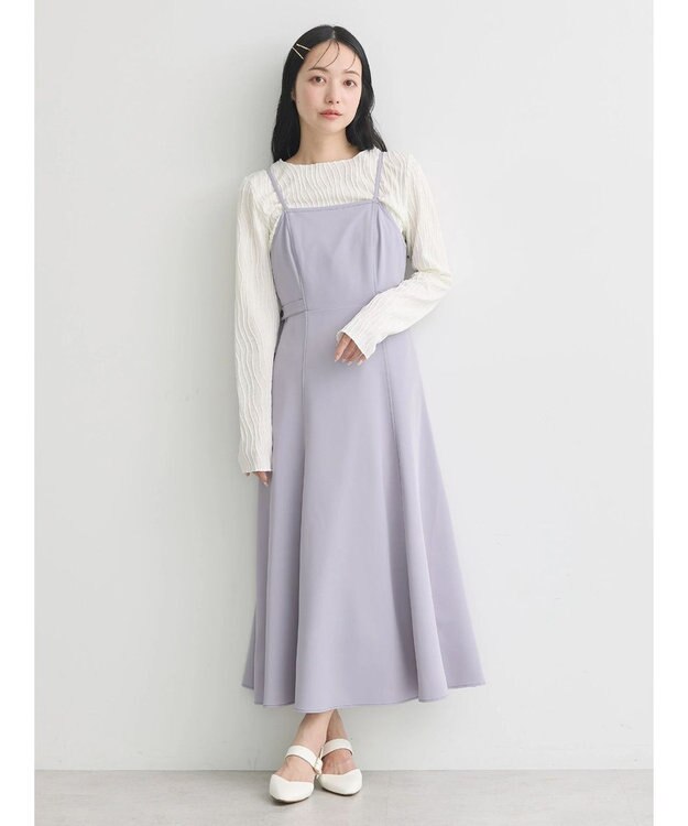 earth music&ecology サイドベルトフレアワンピース Blue