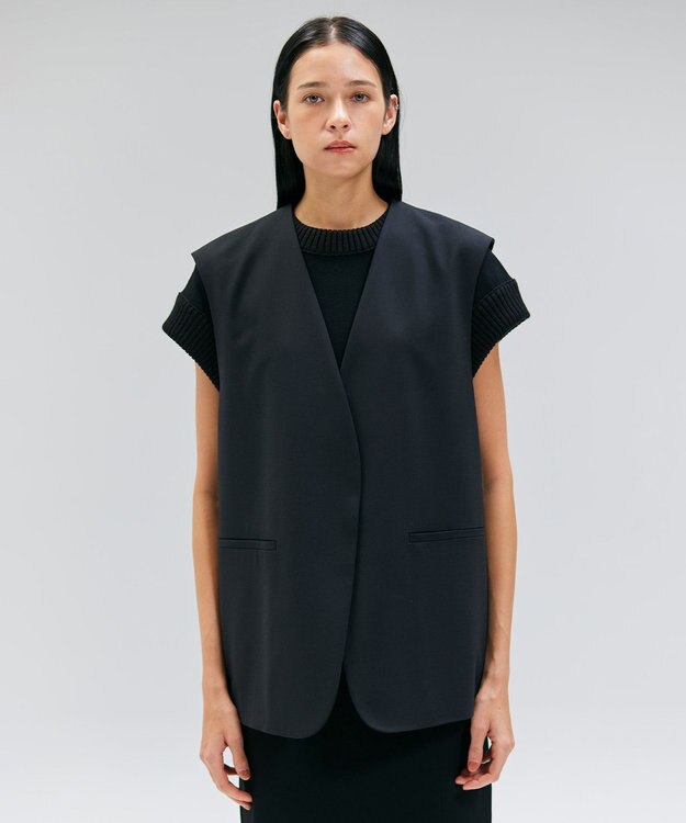 BEIGE， 【セットアップ対応・VERY 11月号掲載】ZEPHYR / ウールライクノーカラージレ Black