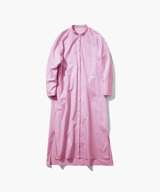 ATON GIZA STRIPE | バンドカラードレス PINK STRIPE
