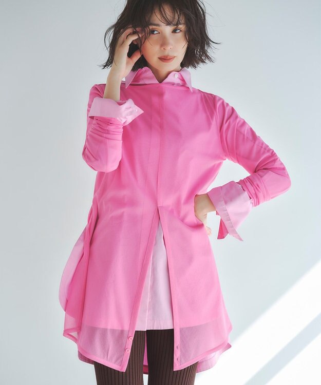 uncrave トリコットシフォン カシュクールトップス ピンク