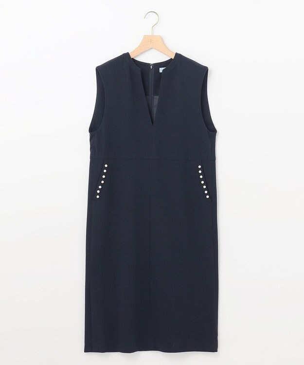 組曲 S 【パール釦付き】 ウールライクジャンパースカート ネイビー系