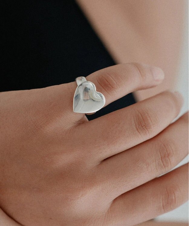 yoaa シルバー925 ハートプレートイヤーカフリング シルバー925