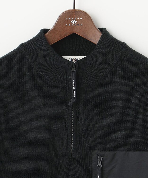 JOSEPH ABBOUD MOUNTAIN 【UNISEX】日本素材 ハーフZIPウールニット ブラック系