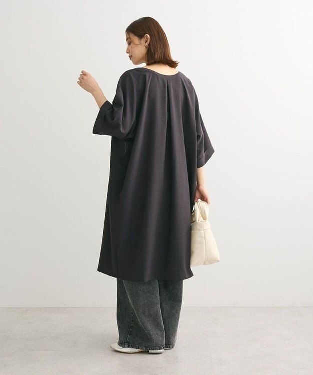 Green Parks 前後２ｗａｙ　ミディ丈タックワンピース Charcoal Gray