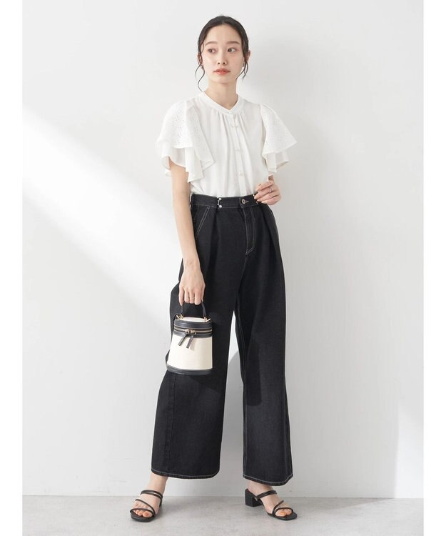 earth music&ecology レースラッフルブラウス Off White