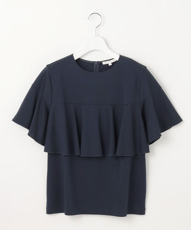 自由区 【接触冷感・UVカット・吸水速乾・抗菌防臭・洗える】ハイツイストポンチフレアディティール カットソー ネイビー