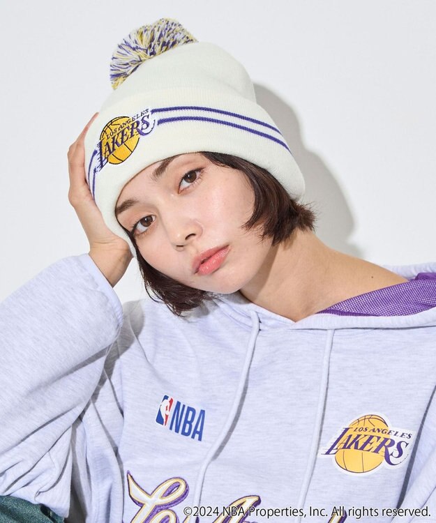 WEGO 【ユニセックス着用ITEM】別注NBA　ポンポンニットキャップ オフホワイト