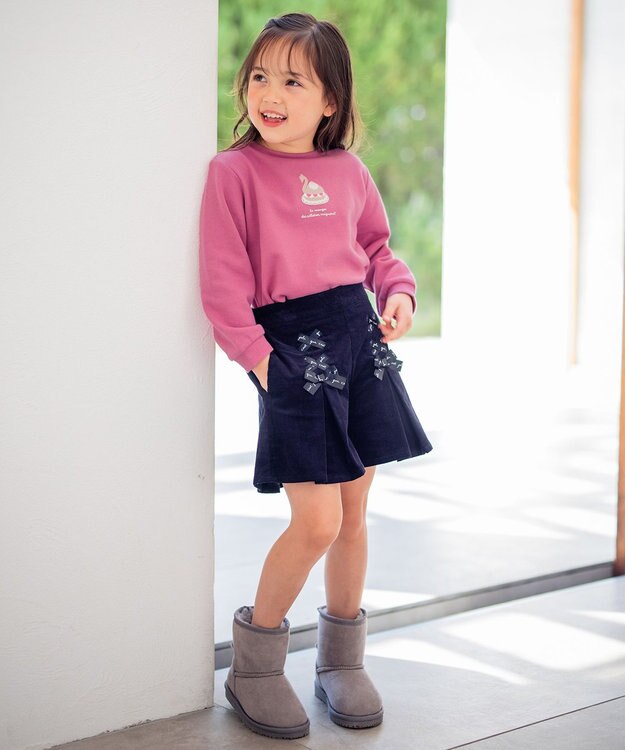 ANY KIDS 【春まで主役】アニマル発泡プリントトレーナー チェリーピンク