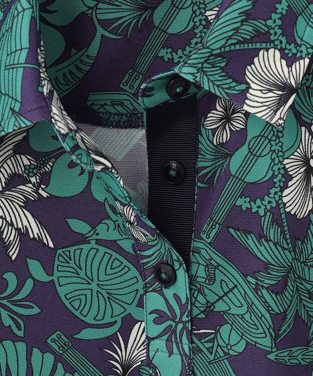 23区GOLF 【WOMEN】【吸水速乾/UVケア】STUDIO FIGLIO アロハ総柄 半袖 ポロシャツ パイングリーン系5