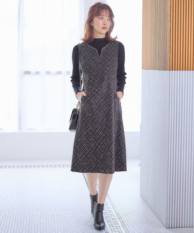 ANY SIS 【美人百花掲載】シックツイーディ ワンピース ブラック