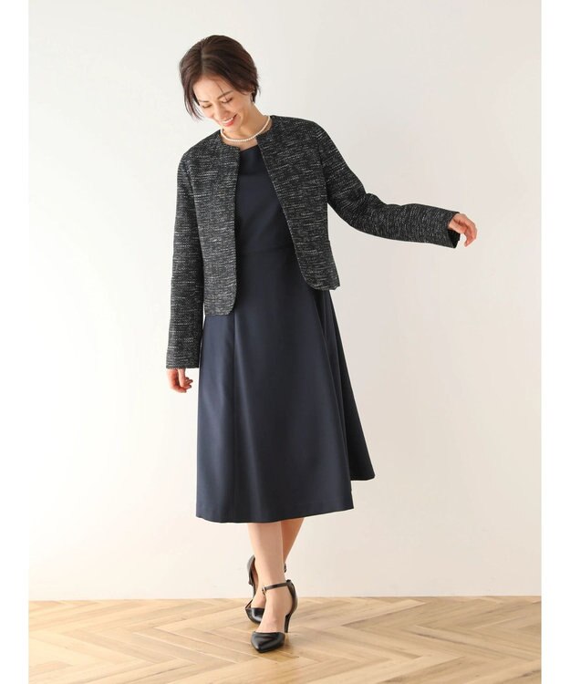 Green Parks ｅｆ－ｄｅ　フィット＆フレアワンピース Dark Navy