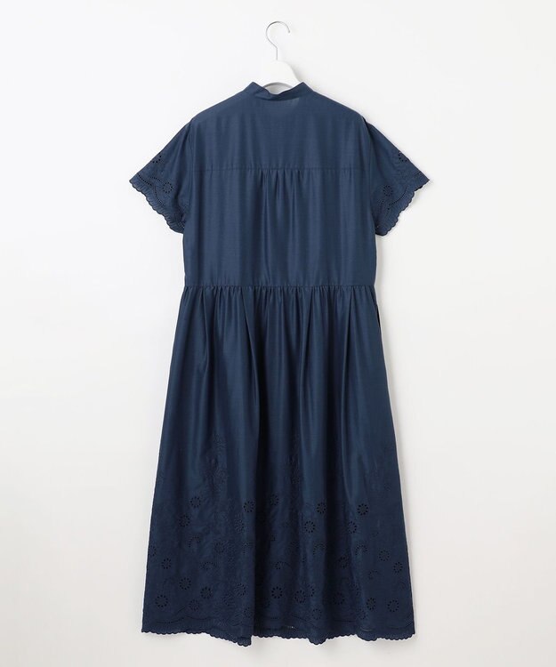 自由区 【カタログ掲載・接触冷感・洗える】エンブロイダリーローンシャツ ワンピース コバルトブルー