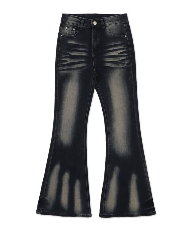 WEGO ブラストストフレアデニムパンツ デニム濃色