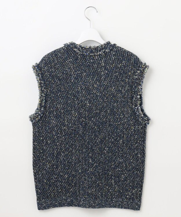 自由区 ミックスツイードニット  ベスト リッツブルー系