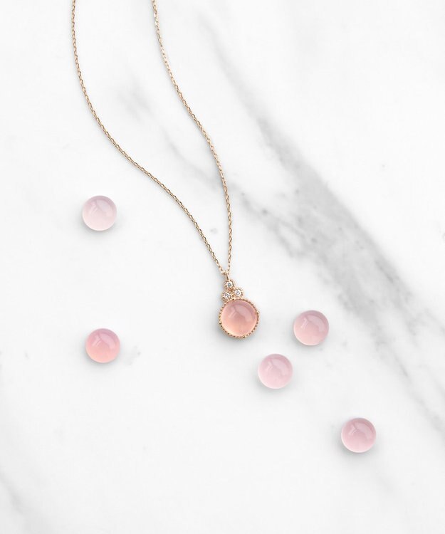 TOCCA 【WEB限定】BLOOMING BUD K10 NECKLACE K10 天然石カボションカット ダイヤモンド ネックレス ピンク系