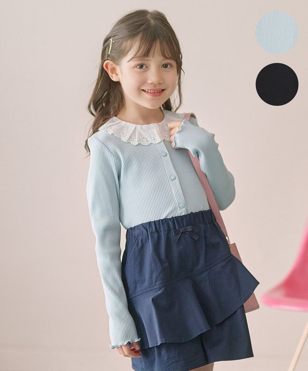 組曲 KIDS 【110-140㎝】フリルリブ2WAY トップス サックスブルー系
