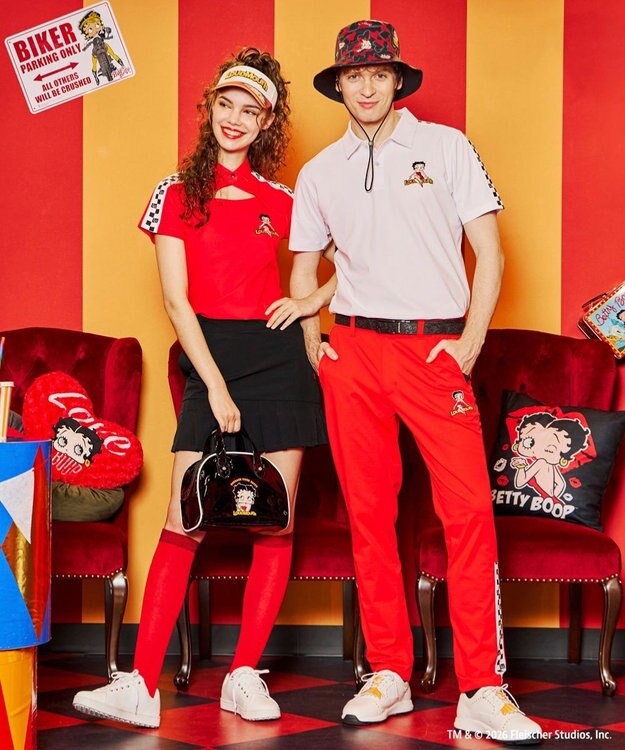 FILA GOLF／marie claire 【LOUDMOUTH×Betty Boop™】メンズ ロングパンツ Red