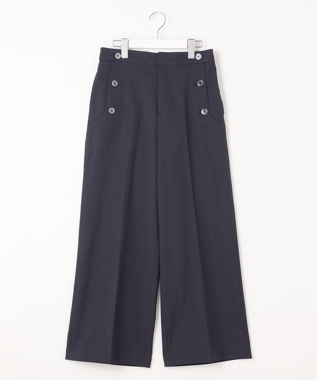 自由区 L 【接触冷感・UVカット・吸水速乾・洗える】シェルタリングドライオックスワイド パンツ ネイビー系