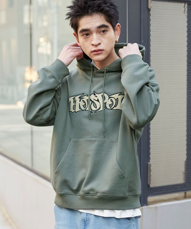 WEGO 【ユニセックス着用ITEM】ワッペンロゴパーカー カーキ