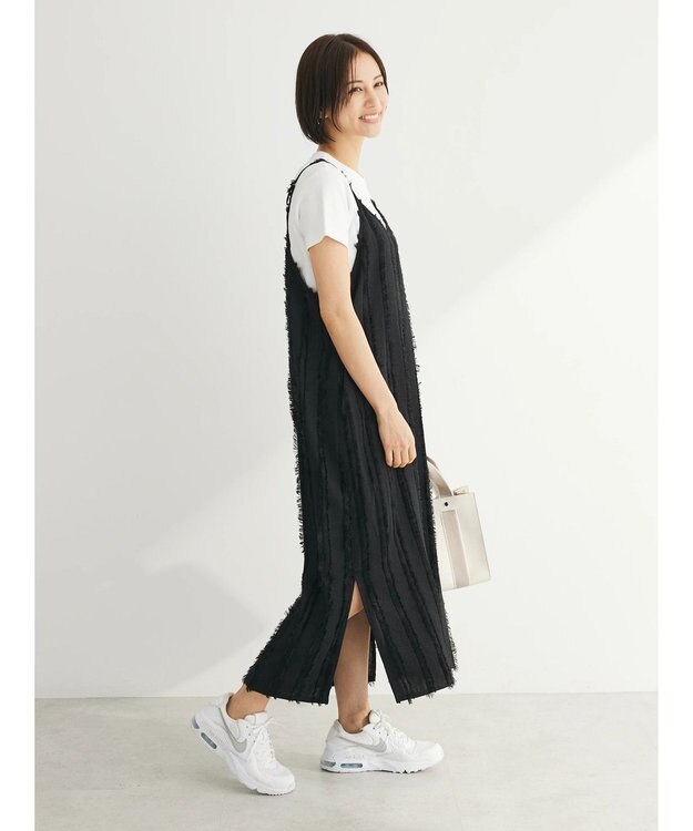 Green Parks フェザージャガードキャミワンピース Black