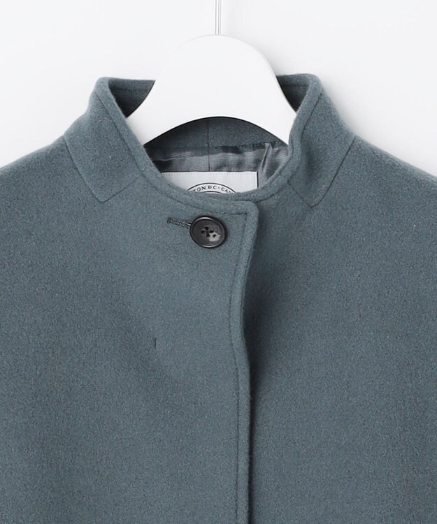 J.PRESS LADIES ショートビーバー ミディ丈 スタンドカラー コート ティールブルー系