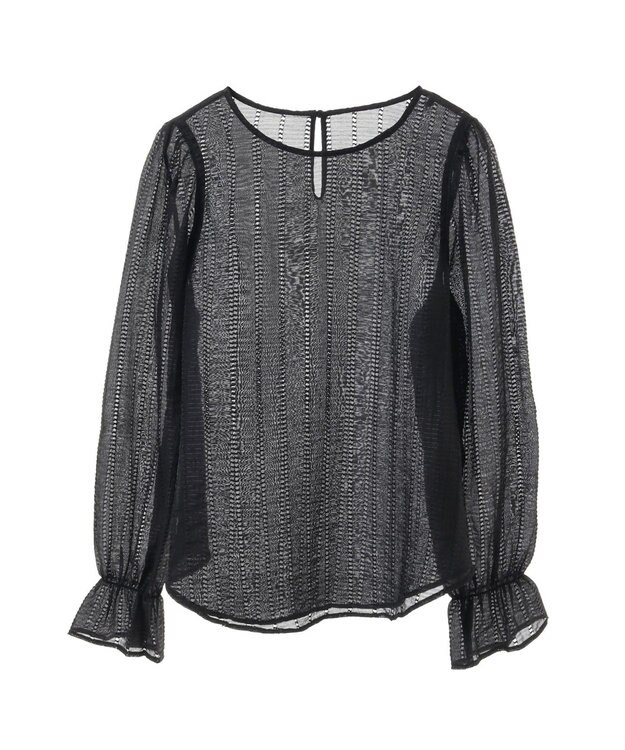 earth music&ecology キャンディースリーブシアーブラウス Black