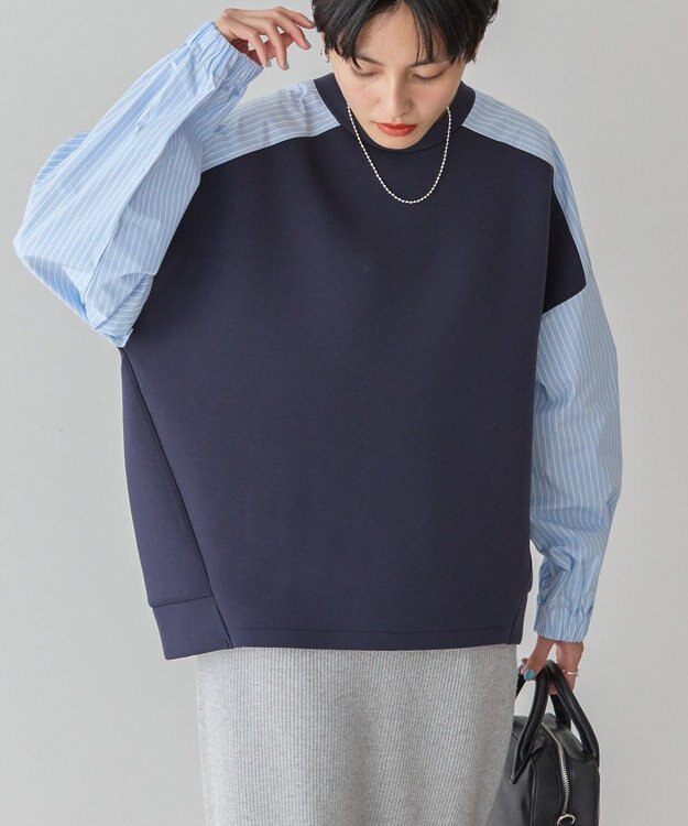 AMERICAN HOLIC 異素材コクーンポンチプルオーバー Navy