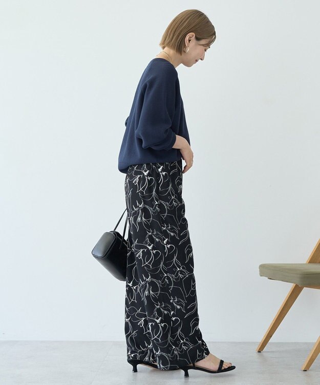 AMERICAN HOLIC ソフトコットンスウェットライクニットトップス ダークネイビー