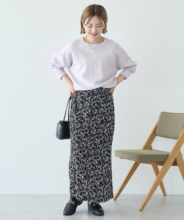 AMERICAN HOLIC ソフトコットンスウェットライクニットトップス ラベンダー