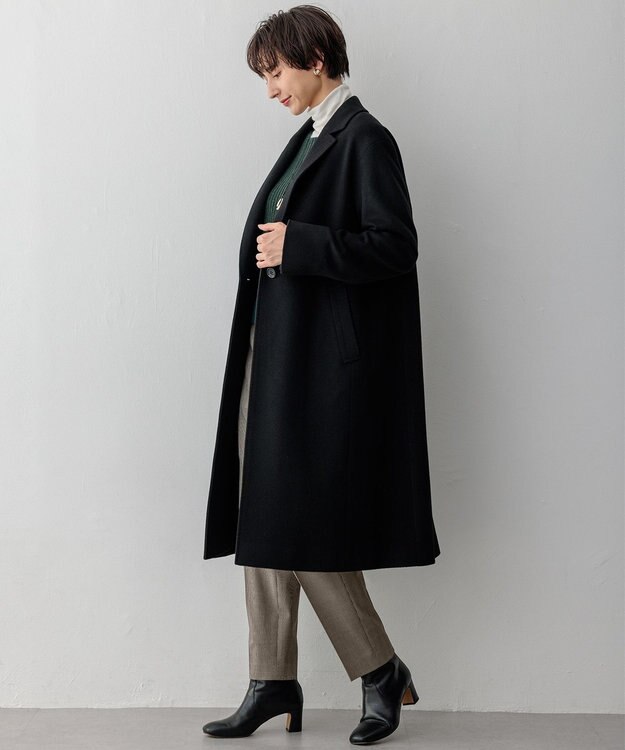 23区 L 【滝沢眞規子さん着用】ウールカシミヤビーバー チェスターコート ブラック系