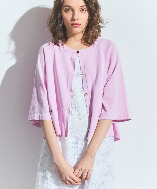 GRACE CONTINENTAL ハイツイストコットンカーディガン ピンク