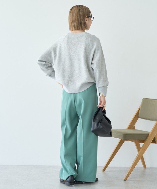 AMERICAN HOLIC ソフトコットンスウェットライクニットトップス 杢グレー