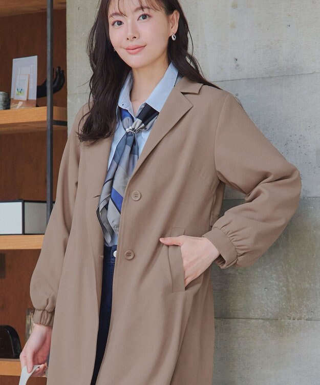 Tiaclasse 【洗える】バックプリーツパフスリーブコート ベージュ