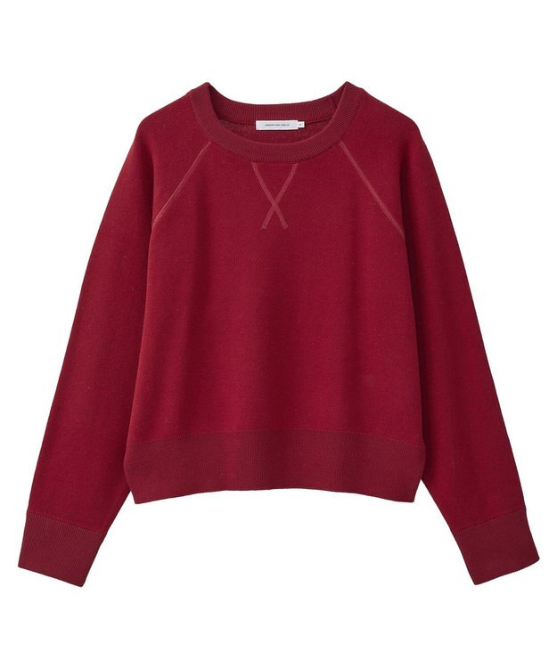 AMERICAN HOLIC ソフトコットンスウェットライクニットトップス レッド